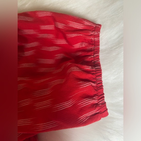 NWT Lane Bryant Top sz 18 Puff Sleeve Popover V-Neck Red Ikat Blouse - Picture 5 of 8